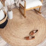 Jute Braided Area Rug, 3 feet Round Stain Resistan l Handmade Circle Boho Area Rug for Entryways, Living Room, Bedroom, Farmhouse Vintage Decor, Reversible Jute Rug