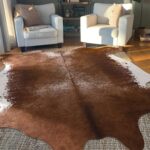 Cowhide Rug, Premium Cow Print Rug for Living Room Faux Cow Hide Animal Print Carpet for Bedroom Office Table Western Decor, 5.2 x 4.6 Feet, Brown