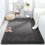 Soft Modern Indoor Shaggy Area Rug for Bedroom Livingroom Dorm Kids Room Home Decorative, Non-Slip Plush Fluffy Furry Fur Rugs Comfy Nursery Accent Floor Carpet 3x5 Feet,Dark Grey