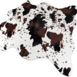 Cow Print Rug,4.6x5.2 Feet Faux Cowhide Rug Cute Area Rug Fun Western Room Decor Cow Rugs for Living Room Bedroom Non-Slip, Brown(62 inches x 55 inches)