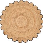 Hand Woven Braided Jute Rug - 4' Round - Reversible Farmhouse Dining Room Rug, Living Room, Bedroom, Kitchen - l Decorative Floor Circle Boho Entry Area Rugs - 4 Foot Round Rug