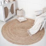 Hand Woven Jute Round Rug 3 ft - l Reversible Farmhouse Circle Rugs for Bedroom, Kitchen, Living Room